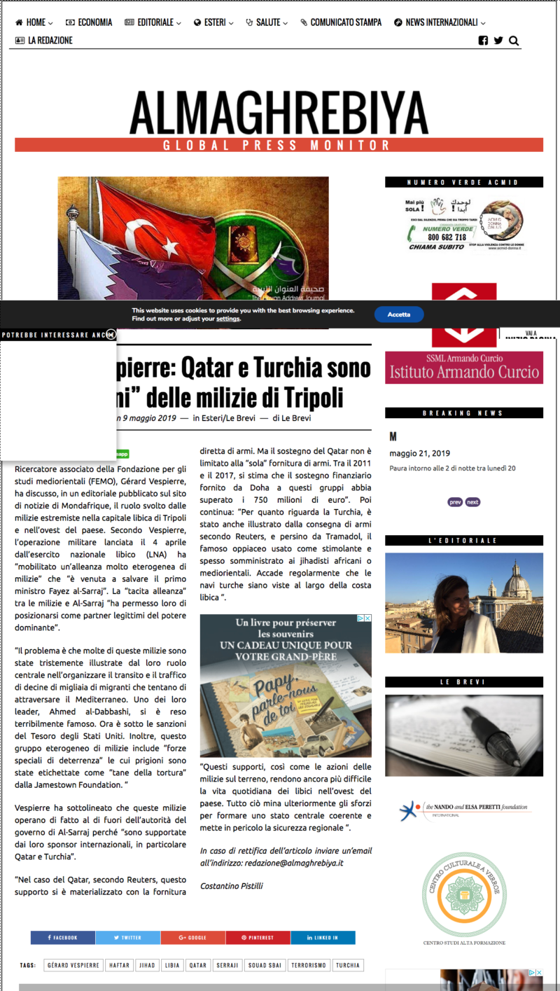 Gérard Vespierre Qatar e Turchia sono i padrini delle milizie di Tripoli