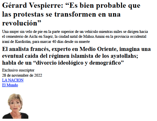 extrait publication sur nacion en espacgnol